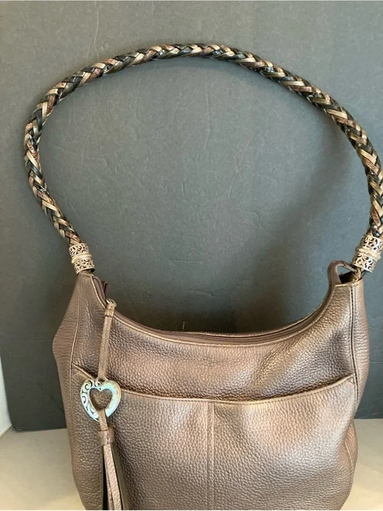 Brighton Barbados Bag in Pebbled Leather with Silver Color Hardware