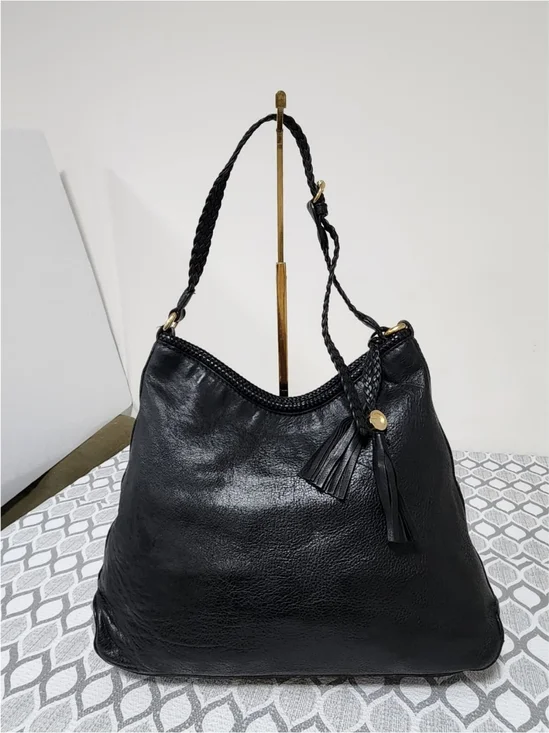 GUCCI Pebbled Calfskin Medium Marrakech Hobo Bag Black