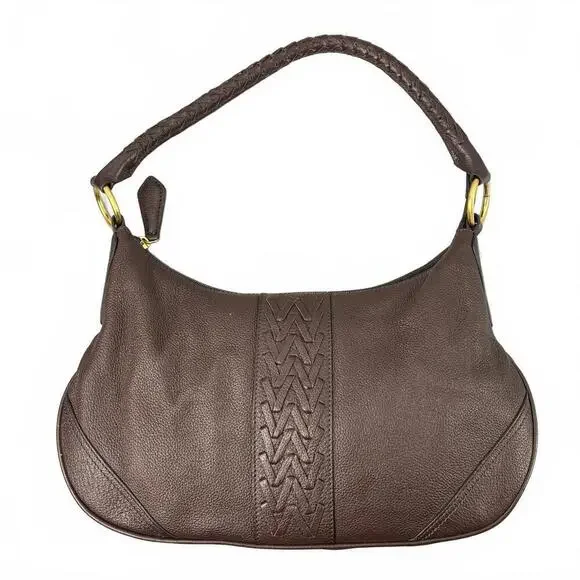 Wilson's Leather Chocolate Brown Handbag Hobo Style with Braided Handle
