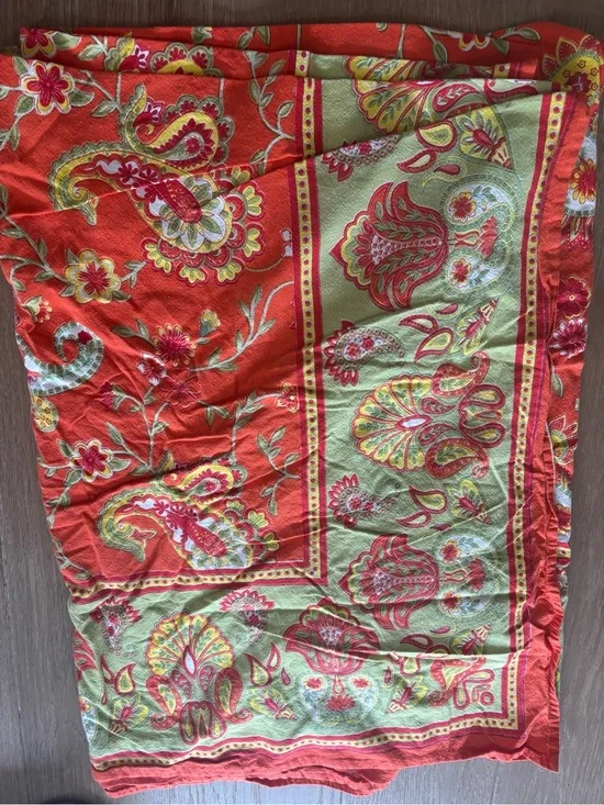 Vibrant Orange & Green Paisley Tablecloth