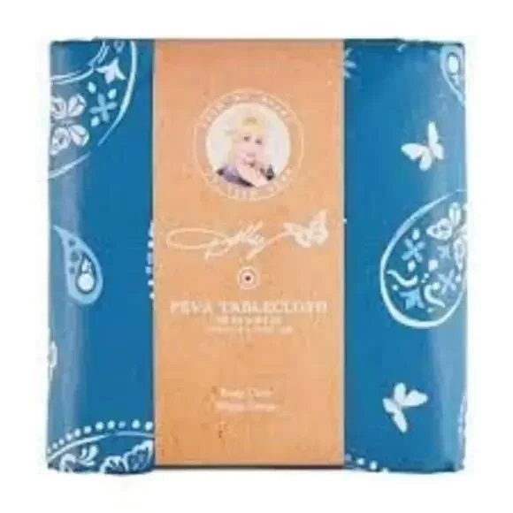 Dolly Parton PEVA Tablecloth 60 x 84 in Blue Paisley‎ Butterfly