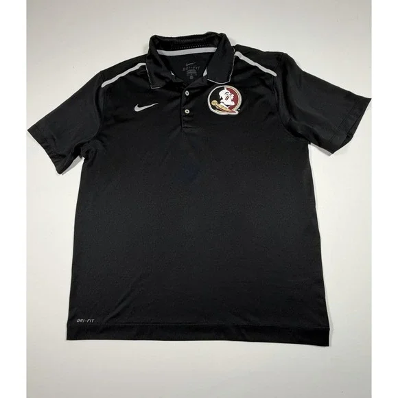 Nike Florida State Seminoles Polo Shirt Mens Large Black Football Vented
