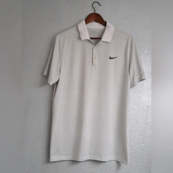 Nike Golf  Dri-Fit Grey & White Striped Shirt     Size L