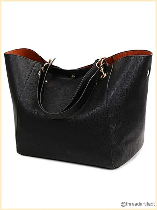 Large Capacity Work Tote Bag Shoulder Handbag Faux Leather Hobo