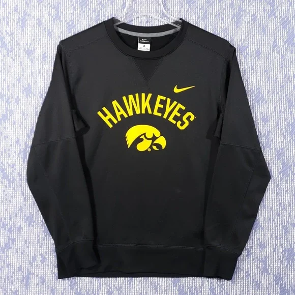 Nike Iowa Hawkeyes Sweatshirt Mens Medium Black Therma-Fit NCAA