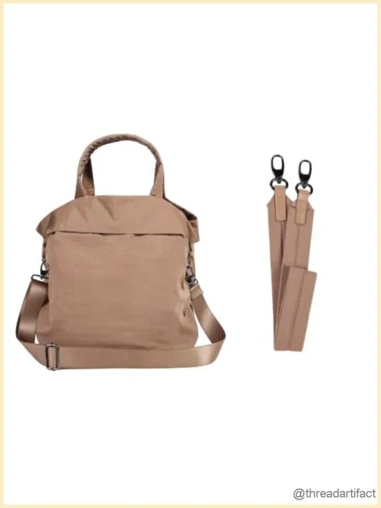 Hobo Tote with 2 Straps, Water Repellent Nylon, Crossbody Shoulder Bag