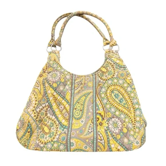 Vera Bradley Lemon Parfait Large Hobo Shoulder Bag Handbag Purse Retired Paisley