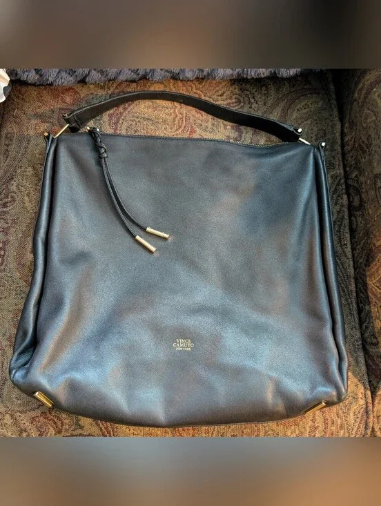 Vince Camuto Josie Black Leather Hobo Bag
