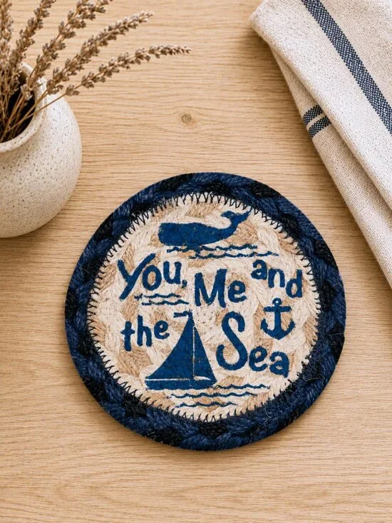 Earth Rugs You, Me and the Sea Braided Jute Coaster 5