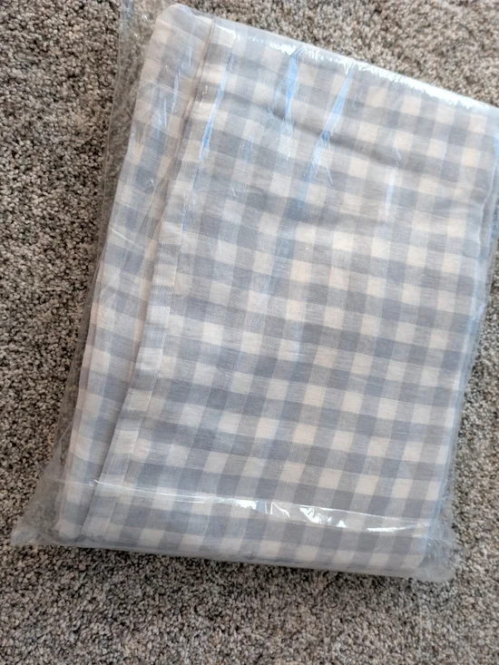 Quince 100% European Linen Blue & White Gingham Tablecloth 70x90 NEW