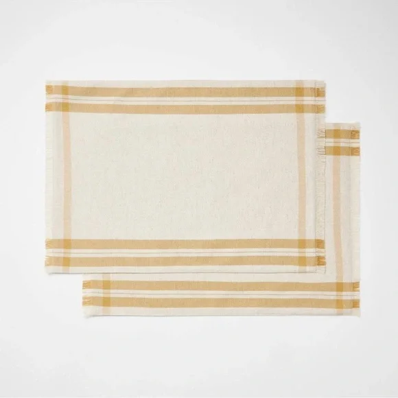 Threshold Studio McGee 2pk Basket Tan Plaid Placemats