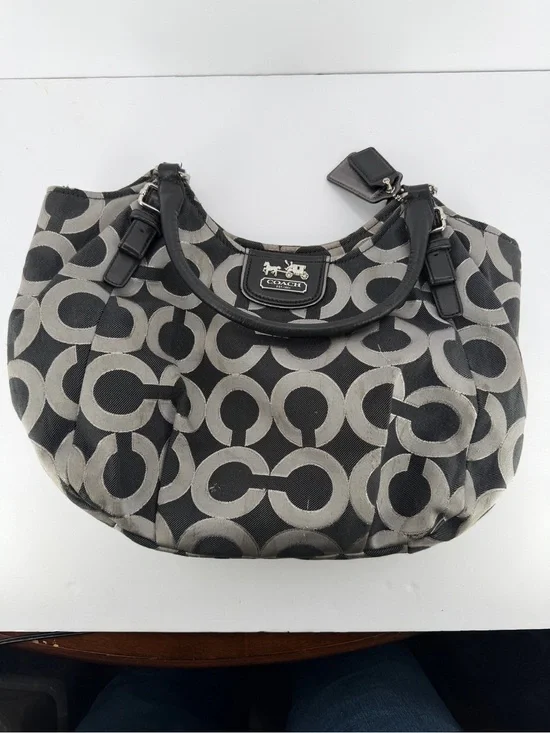 Coach Black and Gray Signature Hobo Bag