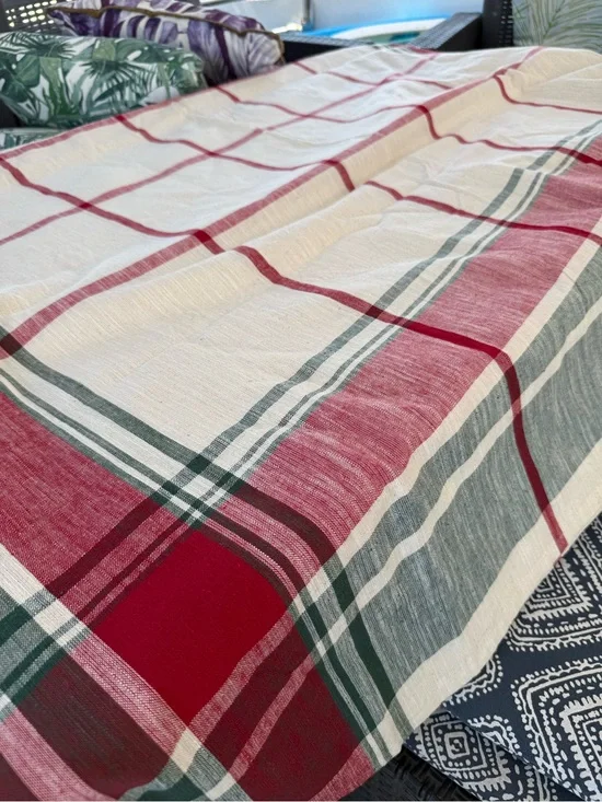 Bee & Willow Plaid cotton Holiday Tablecloth 60 x 144