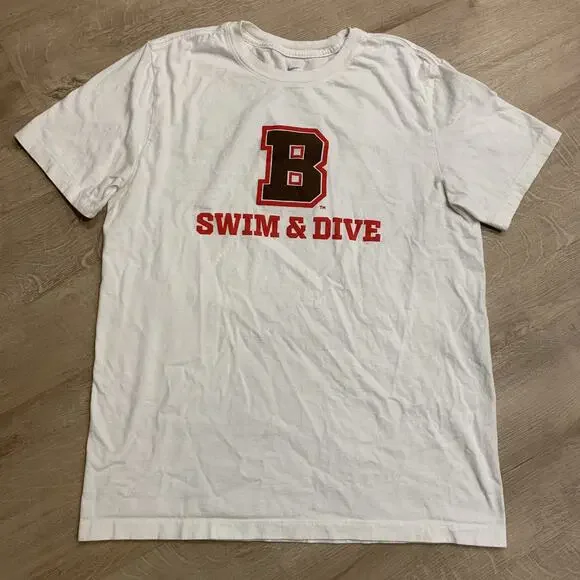 Nike Brown University Bears Swimming & Diving T-Shirt Men's Medium M White Ivy