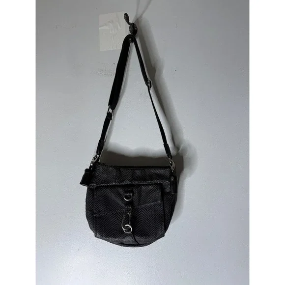 L.A.M.B. Gwen Stefani‎ black textured leather hobo handbag