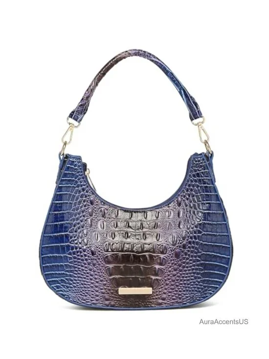 Vegan Leather Crocodile Hobo Bag Crescent Shoulder Purse Clutch Handbag