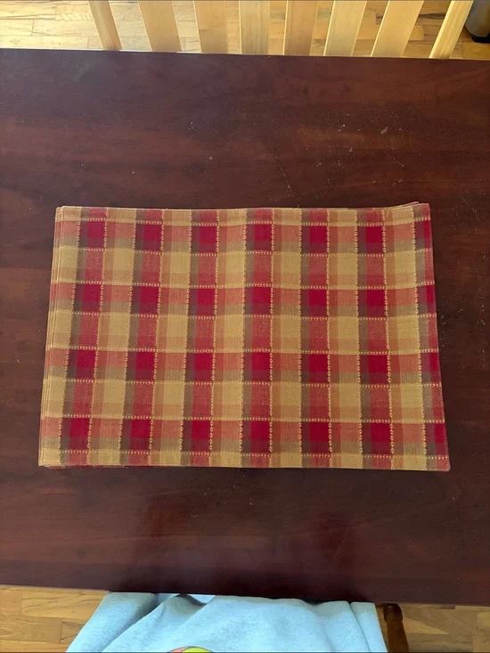 Set of 4 Plaid Woven Cotton Placemats Primitive Country Farmhouse Fall