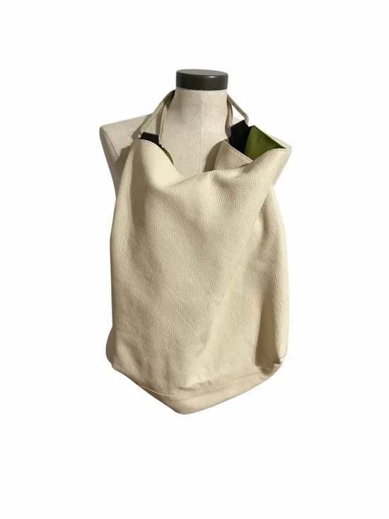 Hobbs Cream Pebbled Leather Hobo Shoulder Bag Large Slouchy Tote Large Boho