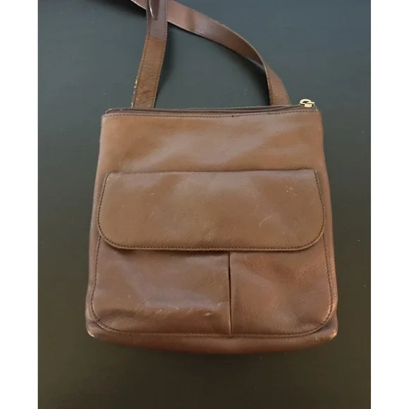 Hobo International Crossbody Bag Womens Small Brown Leather Lining Zip Purse