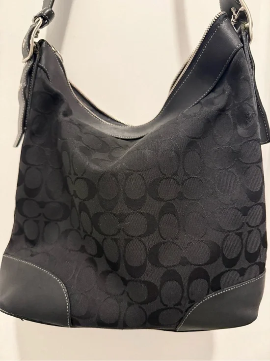 Coach Black Signature Shoulder Hobo Bag