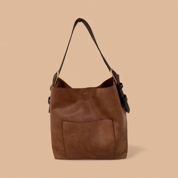 Classic Women’s Hobo Shoulder Bag Vegan Leather Snap Closure Coffee Large