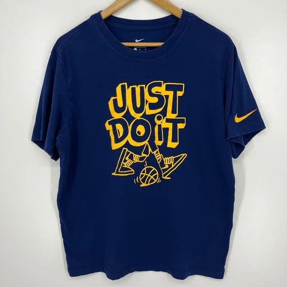 Nike Mens Dri-FIT Just Do It Basketball Graphic T-Shirt Navy Blue Large