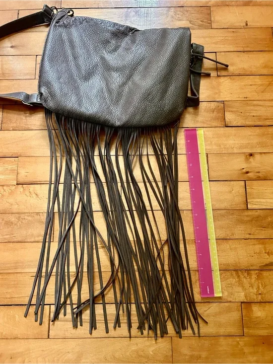 Fringe Crossbody Bag in Dark Gray
