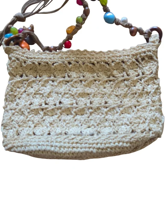 Cappelli Straworld Cream Crochet Hobo with Colorful Beaded Strap