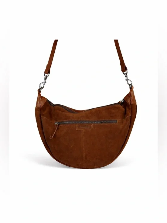 HARBOUR 2ND Women's Brown Suede Leather Moon Crescent Bag