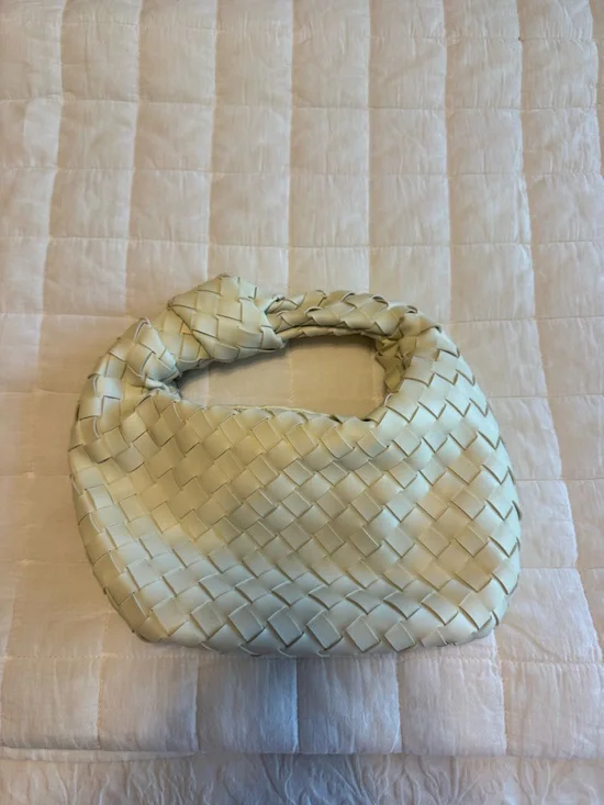 Cream Woven Hobo Shoulder Bag