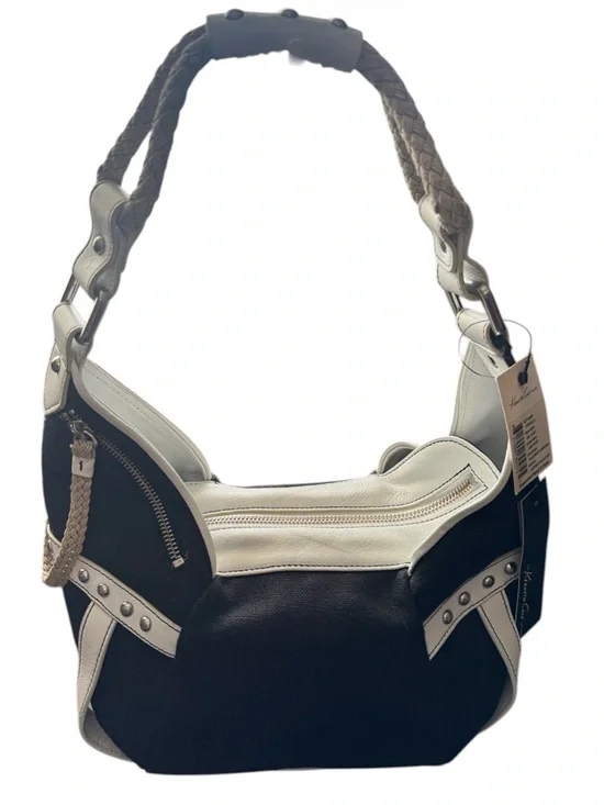 Kenneth Cole Rare Vintage Y2K Linen & Leather Jump Rope Studded Hobo Bag NWT NOS