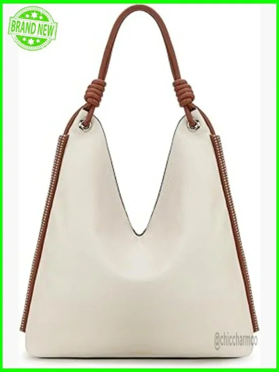 Slouchy Hobo Bag with Knotted Handle, Faux Leather Shoulder Purse