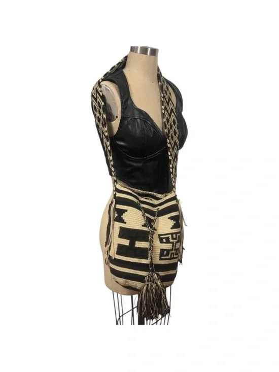 WAYUU Colombian Tribe Black Cream Woven Hobo Bag NWT SARAI WAYUU cross body XL