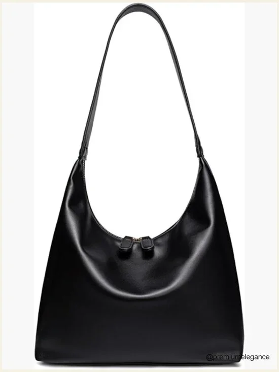 Soft PU Leather Hobo Bag Double Zipper Shoulder Purse Slouchy Tote Handbag