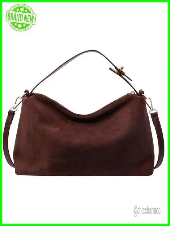Faux Suede Slouchy Hobo Bag Crossbody Shoulder Satchel Tote Purse