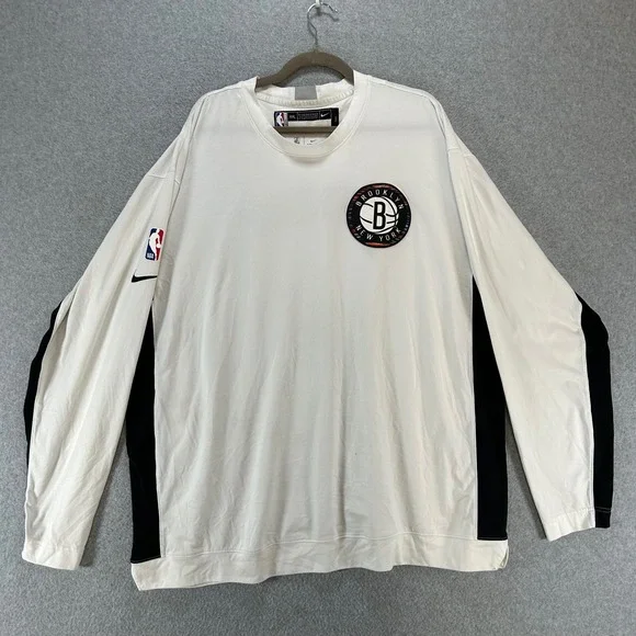 Brooklyn Nets Nike Shooting Shirt Mens XXL White Polyester Streetwear Sportswear