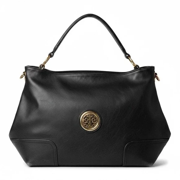 Dasein Vegan Black Leather Hobo Bag  Gold Tree Of Life Emblem Y2K Chic