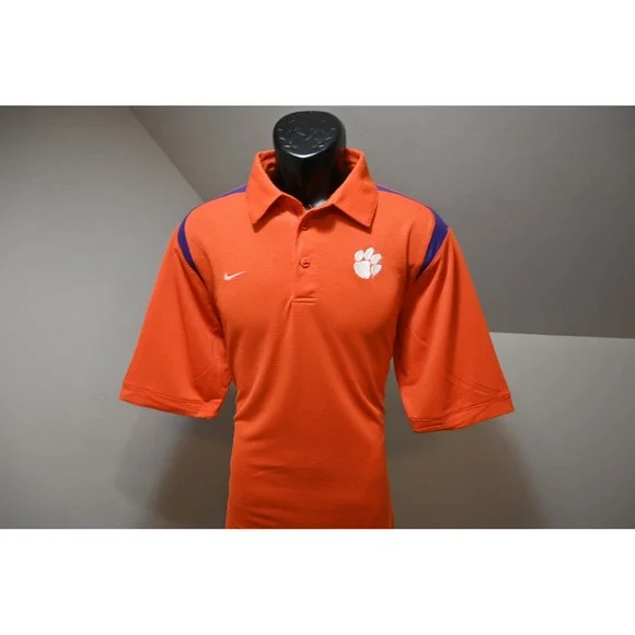 Nike Clemson Tigers Golf Polo Men Small Orange Purple Nike FIT Athletic EUC