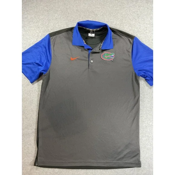Nike Dri-FIT Florida Gators Mens Polo Shirt Grey Blue Colorblock Medium 1760