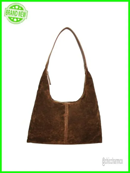 Faux Suede Large Slouchy Hobo Shoulder Bag Tote Work Travel