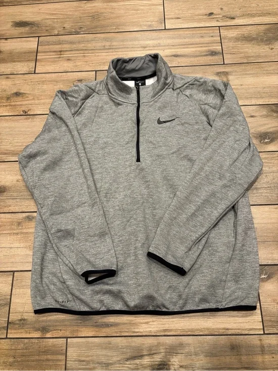 Nike Dri Fit Heather Grey 1/4 Zip Pullover Training Jacket Mens XL