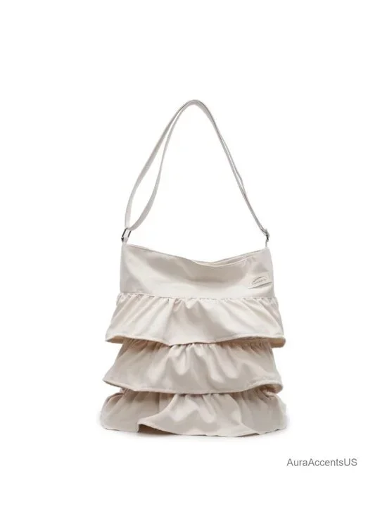 Canvas Slouchy Ruched Hobo Bag - Y2k Ruffle Fairycore Aesthetic Crossbody Tote