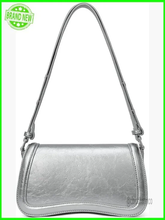 Small Vegan Leather Hobo Crossbody Bag Adjustable Strap Magnetic Closure