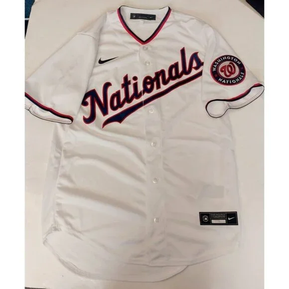 Nike Washington Nationals Mens Size S Full Button Home Jersey White Blank MLB