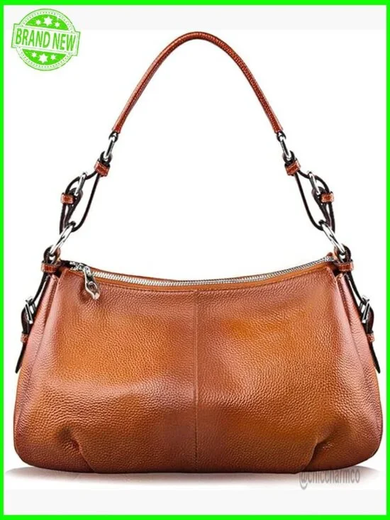 Medium Genuine Leather Hobo Bag with Adjustable Strap, Top Handle