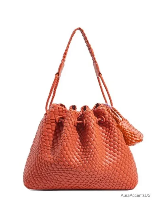 Woven Hobo Shoulder Bag Handmade Vegan Leather Tote