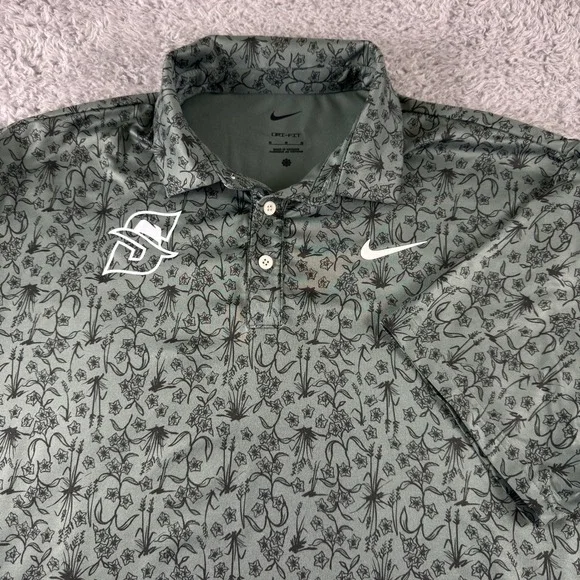Nike Dri-FIT Stetson University Hatters Floral Golf Polo Shirt Mens Medium Green