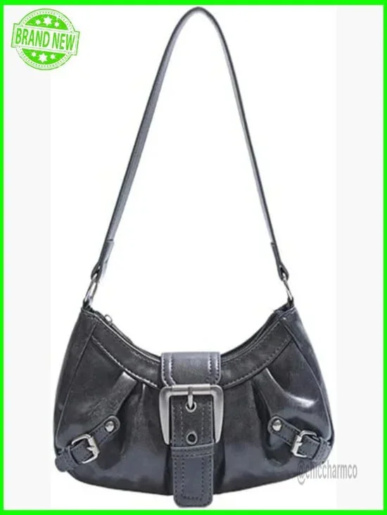 Vintage Hobo Shoulder Bag Adjustable Strap Faux Leather Medium Purse