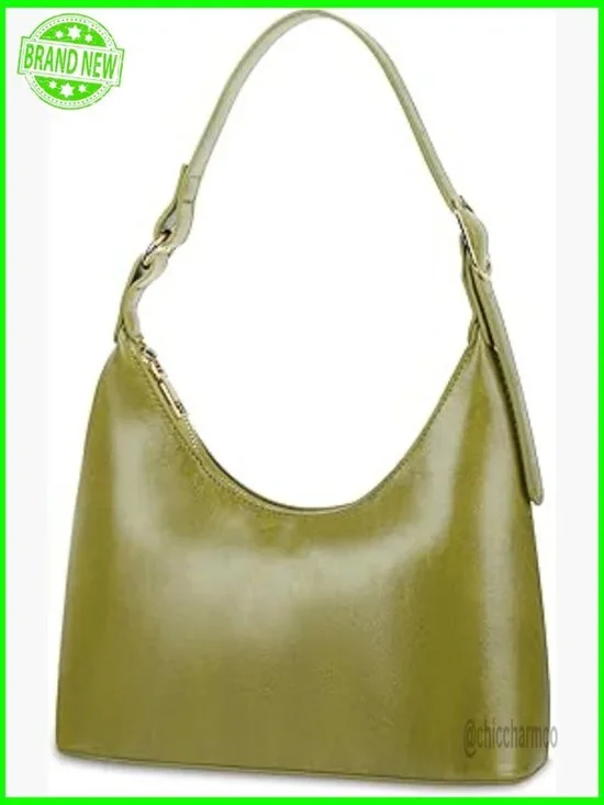Vegan Leather Hobo Shoulder Bag Mini Purse Adjustable Strap Zipper Closure