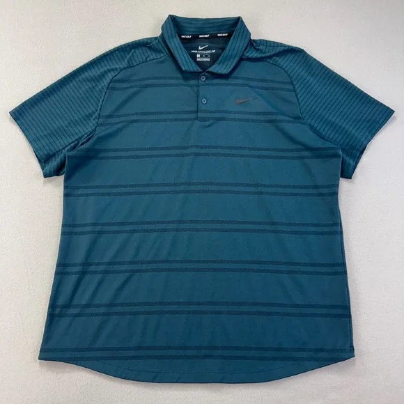 TIGER WOODS‎ Nike ZONAL COOLING Golf Polo Mens XL Dark Teal Performance Shirt